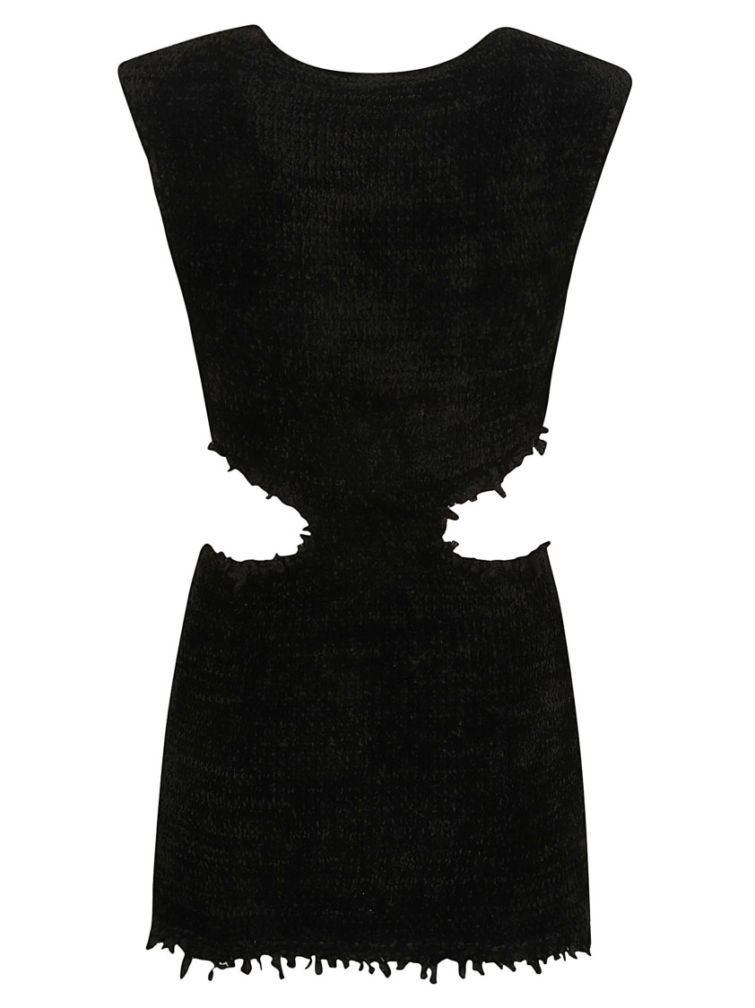 Jil Sander Textured Black Top With Cut-Out Waist Zwart