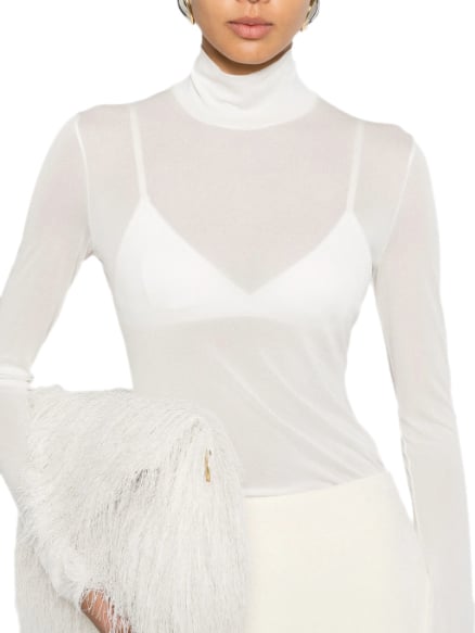 Jil Sander Top High Neck Long Sleeve White Wit