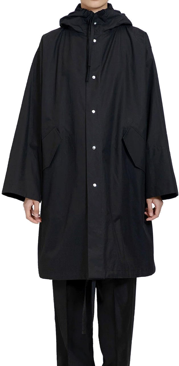Jil Sander Jil Sander Mid-Length Cotton Hooded Parka Zwart
