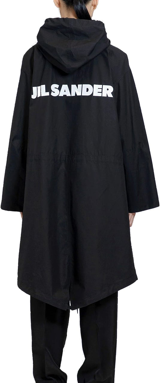 Jil Sander Jil Sander Mid-Length Cotton Hooded Parka Zwart