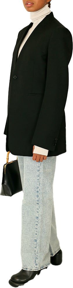 Jil Sander W Jacket 02 Tm Compact Wool Grain De Poudre Black Zwart