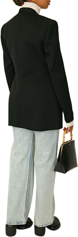 Jil Sander W Jacket 02 Tm Compact Wool Grain De Poudre Black Zwart