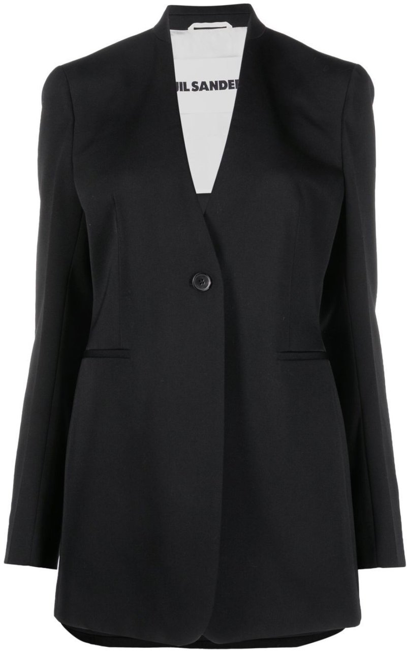 Jil Sander W Jacket 02 Tm Compact Wool Grain De Poudre Black Zwart