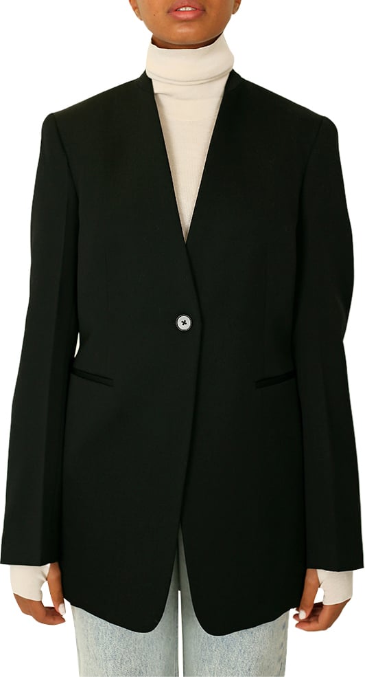 Jil Sander W Jacket 02 Tm Compact Wool Grain De Poudre Black Zwart