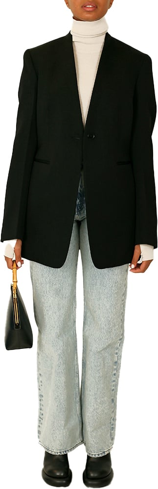 Jil Sander W Jacket 02 Tm Compact Wool Grain De Poudre Black Zwart