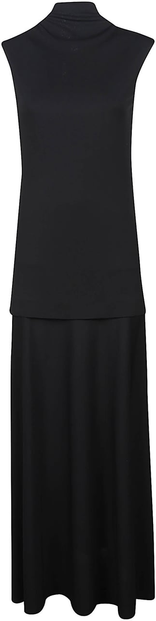 Jil Sander Midi Dress with High Neckline Zwart