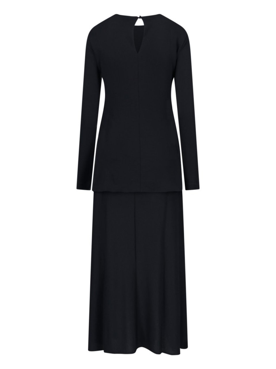 Jil Sander Black Layered Midi Dress Zwart