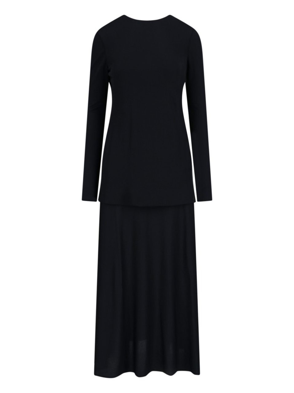 Jil Sander Black Layered Midi Dress Zwart