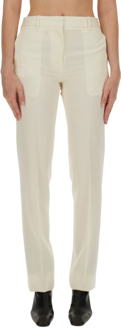 Jil Sander Tailored Wool Pants With Classic Waistband Neutraal