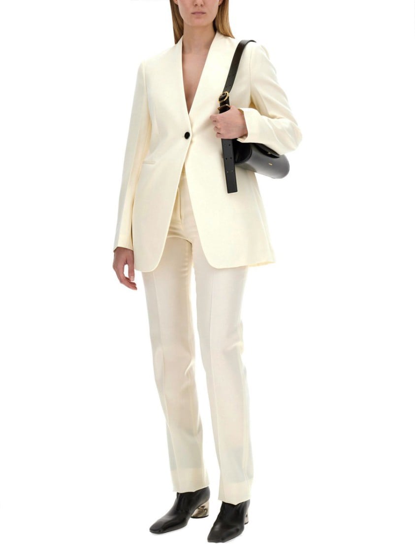 Jil Sander Tailored Wool Pants With Classic Waistband Neutraal