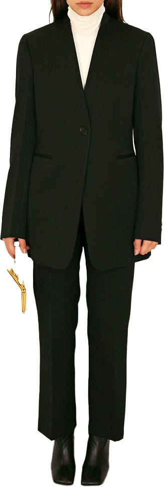 Jil Sander Compact Wool Grain De Poudre Trouser 01 Black Zwart