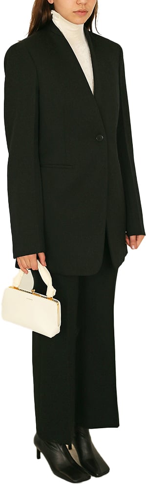 Jil Sander Compact Wool Grain De Poudre Trouser 01 Black Zwart