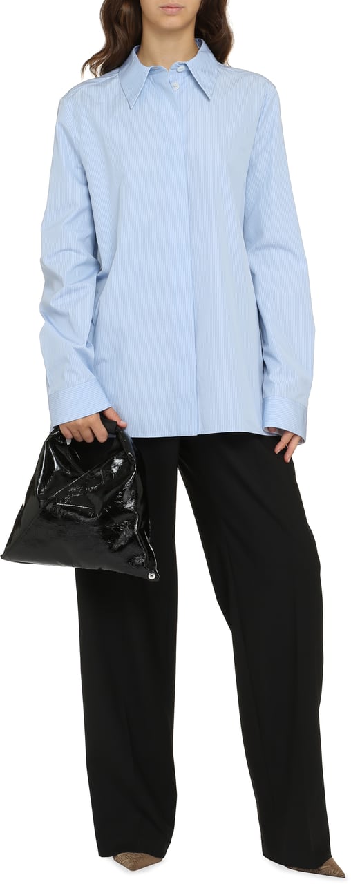 Jil Sander Striped cotton shirt Lichtblauw