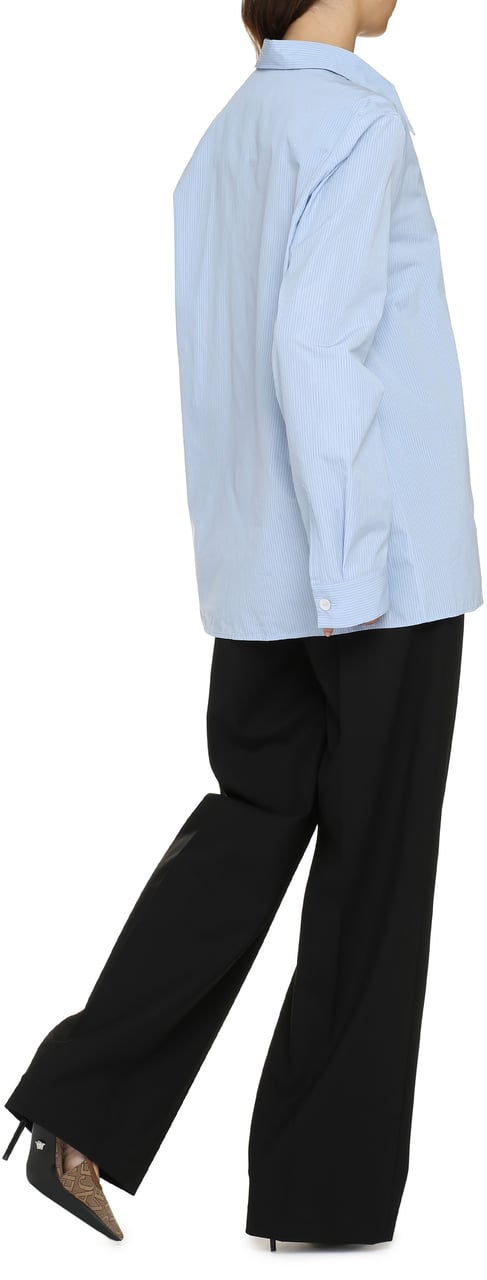 Jil Sander Striped cotton shirt Lichtblauw