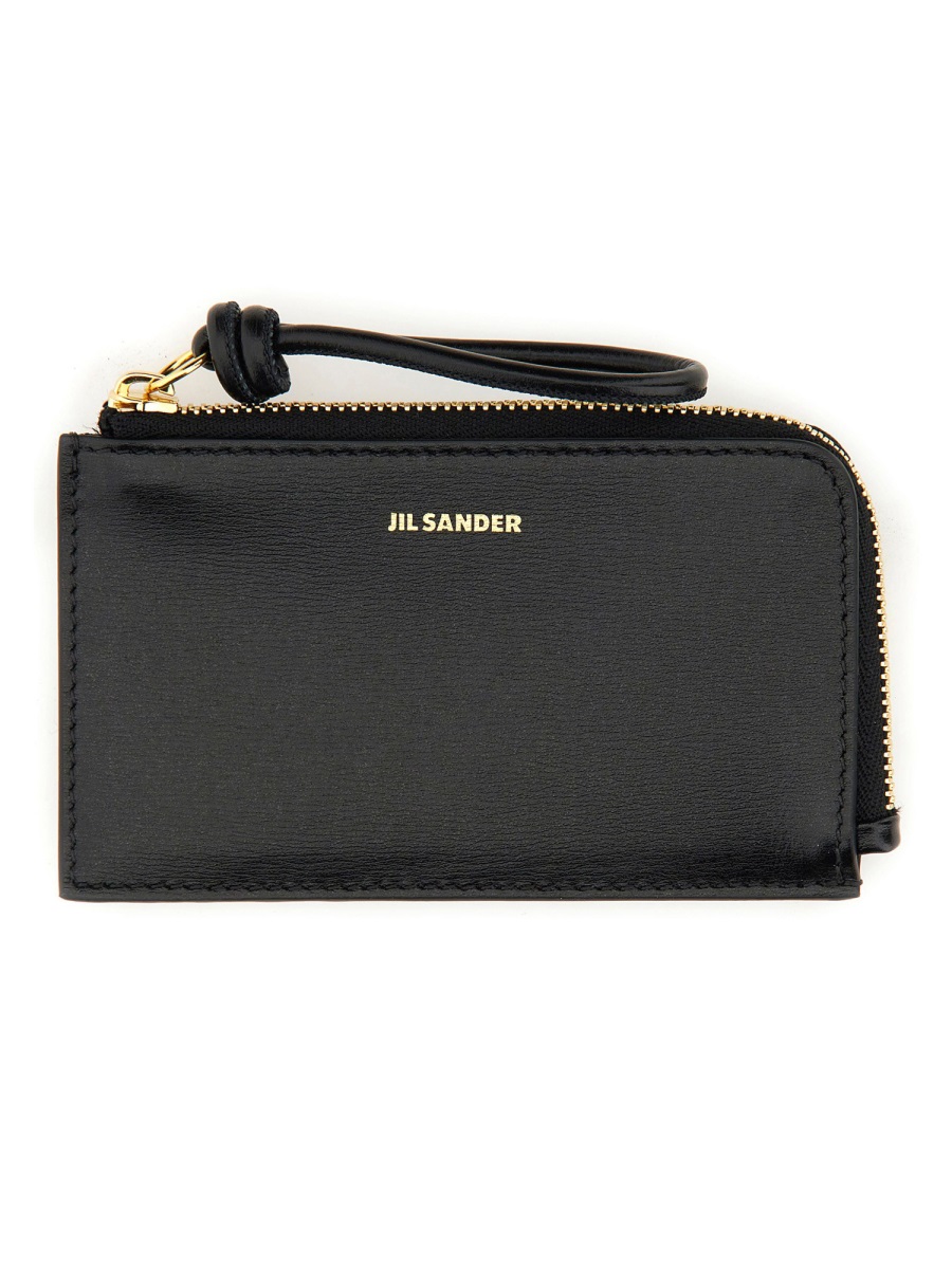 Jil Sander Black Portamonete A Busta Leather Wallet Zwart