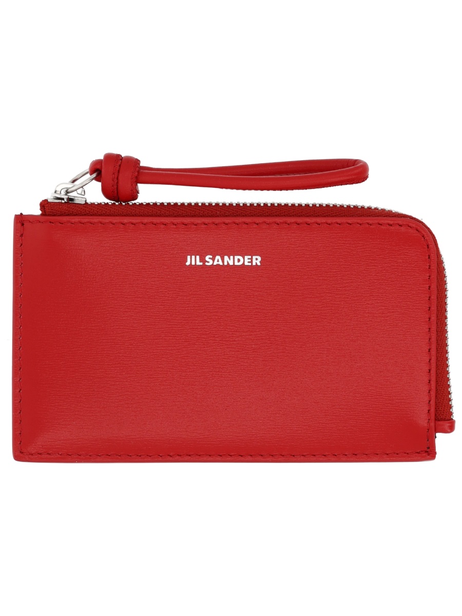 Jil Sander Giro Zip-Around Card Wallet Rood