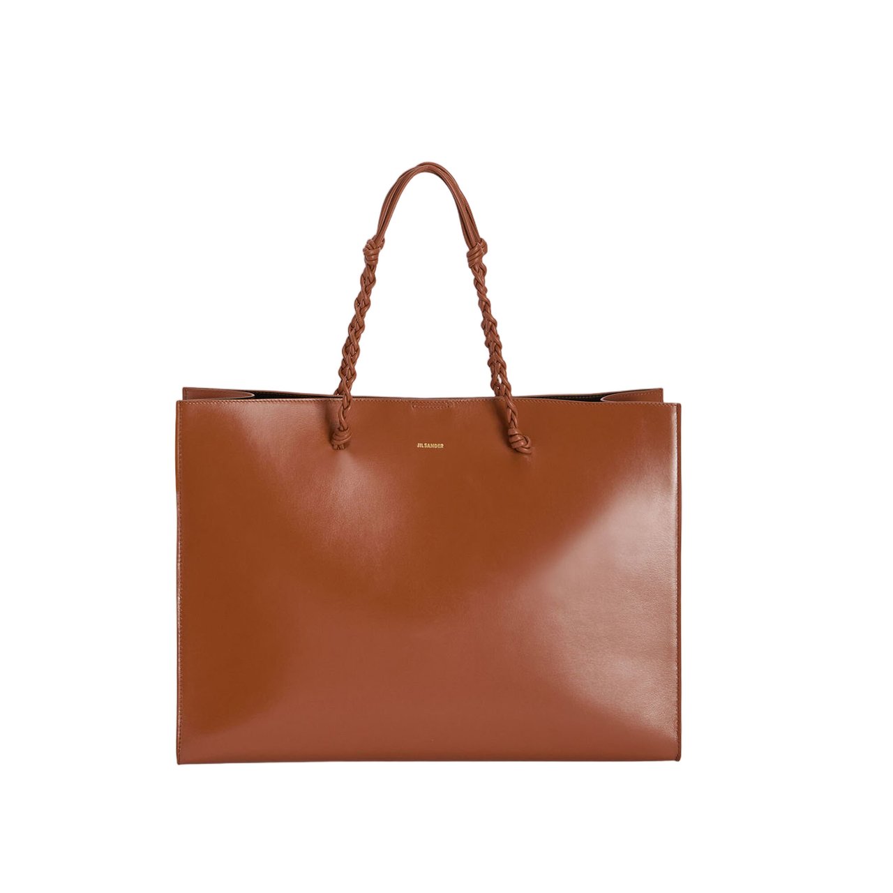Jil Sander Structured Brown Leather Tote Bag Bruin