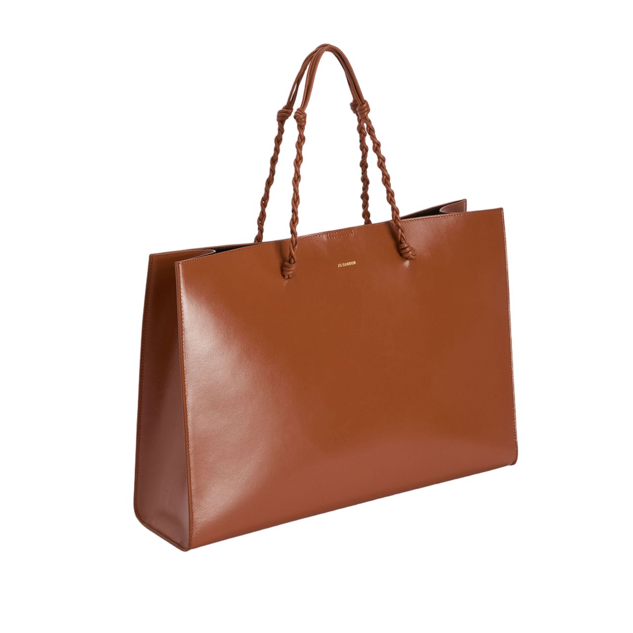 Jil Sander Structured Brown Leather Tote Bag Bruin