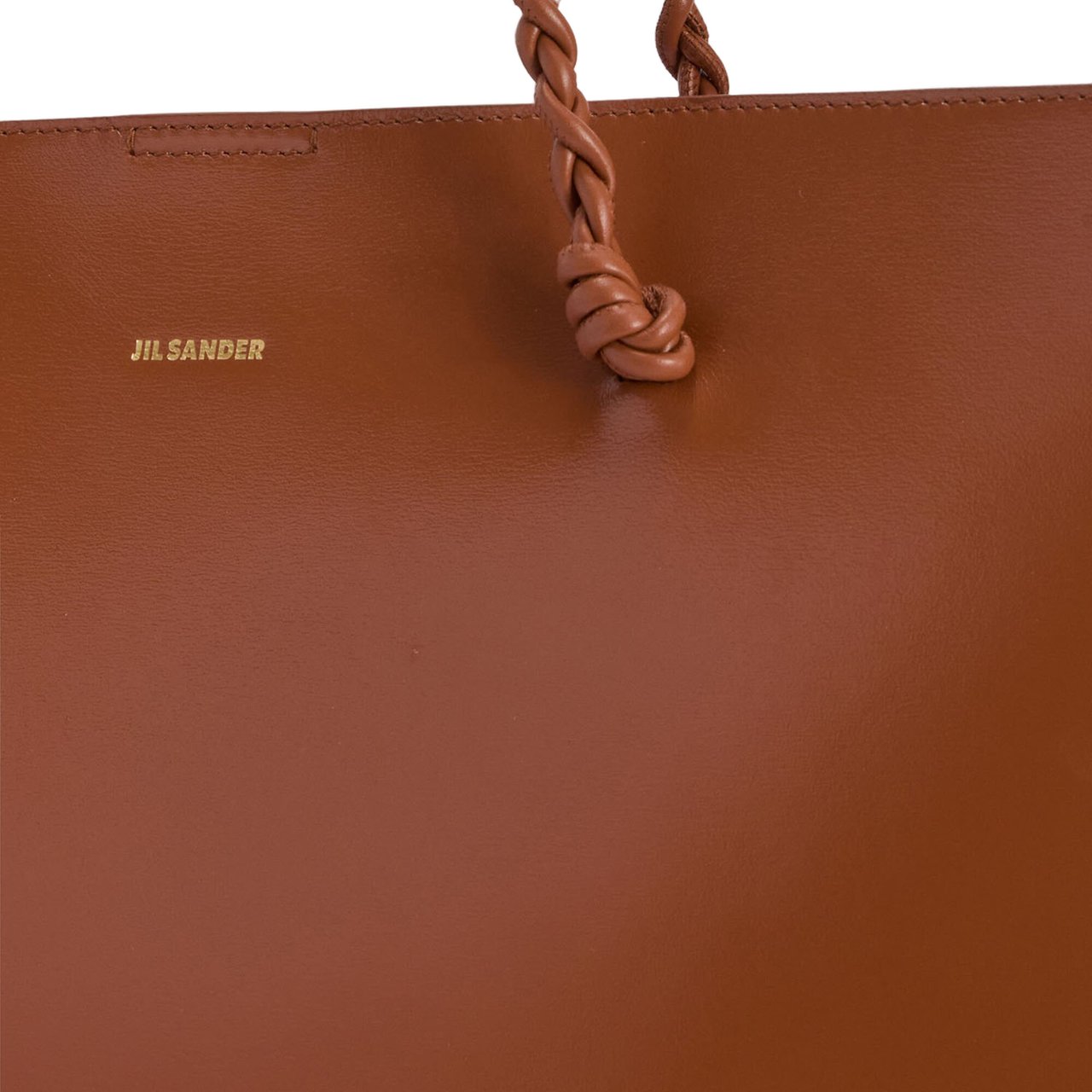 Jil Sander Structured Brown Leather Tote Bag Bruin