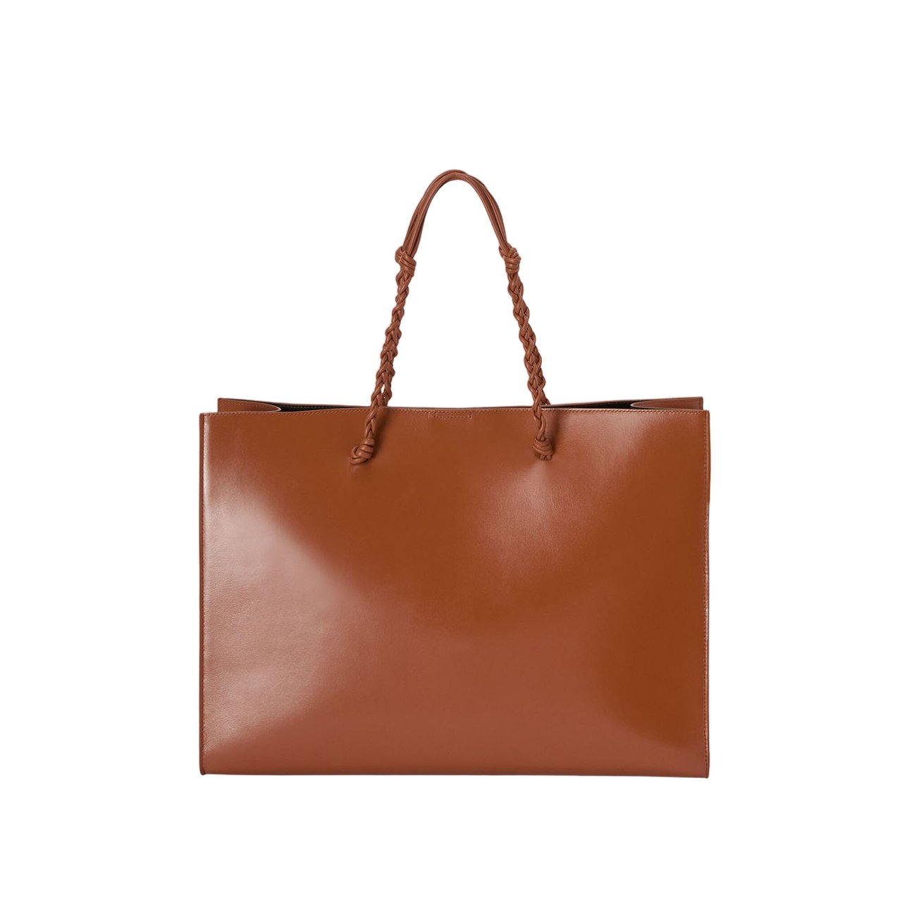 Jil Sander Structured Brown Leather Tote Bag Bruin
