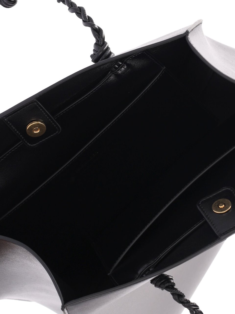 Jil Sander Structured Calf Leather Tote with Braided Handles and Embossed Detailing Zwart
