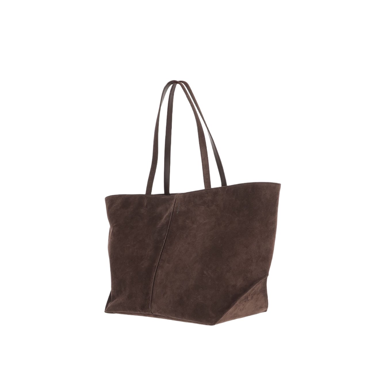 Jil Sander Brown Suede Tote Bag With Leather Handles Bruin