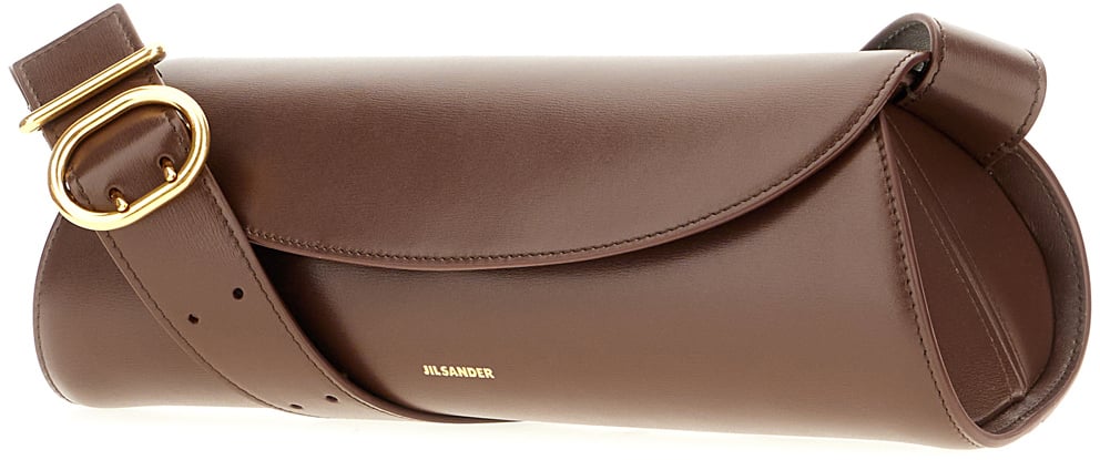Jil Sander Chocolate leather small Cannolo shoulder bag Bruin