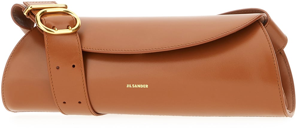 Jil Sander Jil Sander Cognac leather small Cannolo shoulder bag Bruin