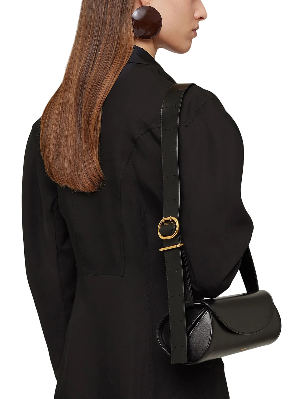 Jil Sander Black Cannolo Calf Leather Handbag Zwart