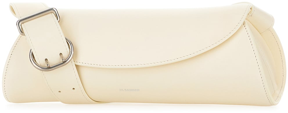 Jil Sander Jil Sander Ivory nappa leather small Cannolo shoulder bag Neutraal