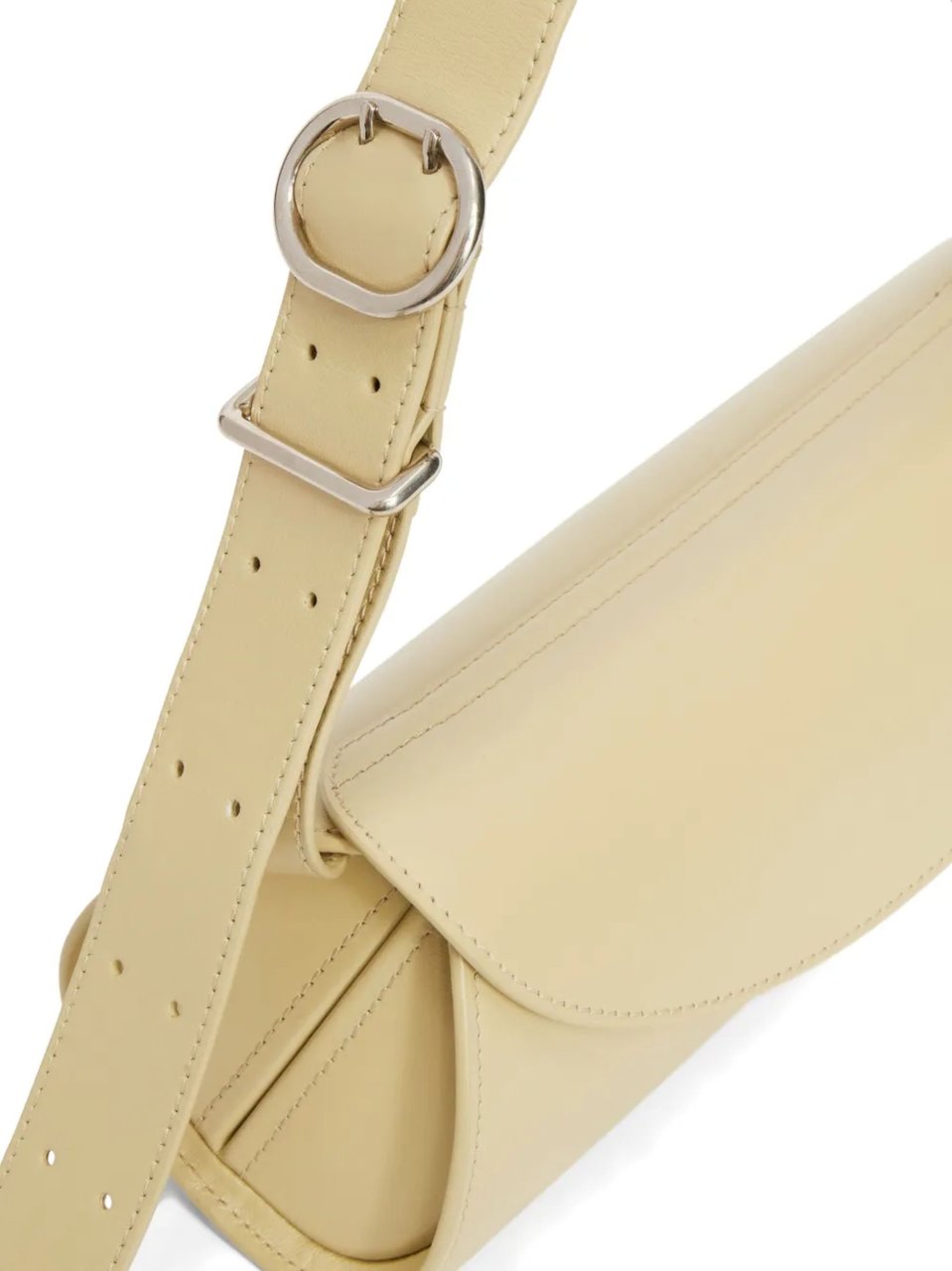 Jil Sander Cream Gold Hardware Leather Shoulder Bag Neutraal