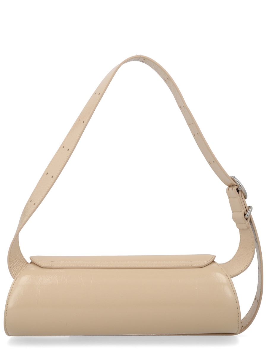 Jil Sander Small Cannoli Leather Curved Shoulder Bag Neutraal