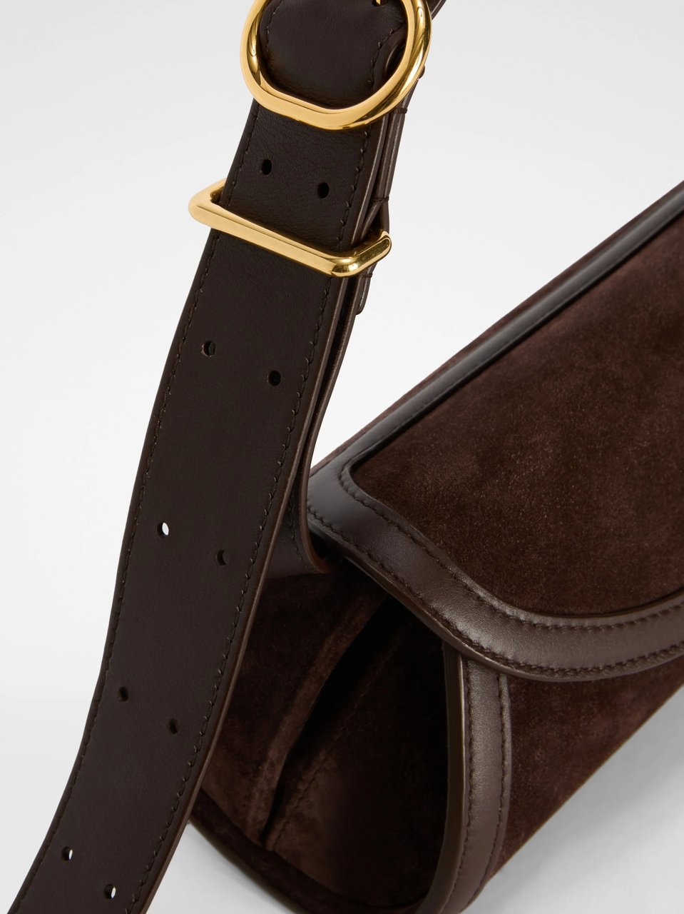 Jil Sander Dark Brown Suede Cylindrical Handbag Zwart