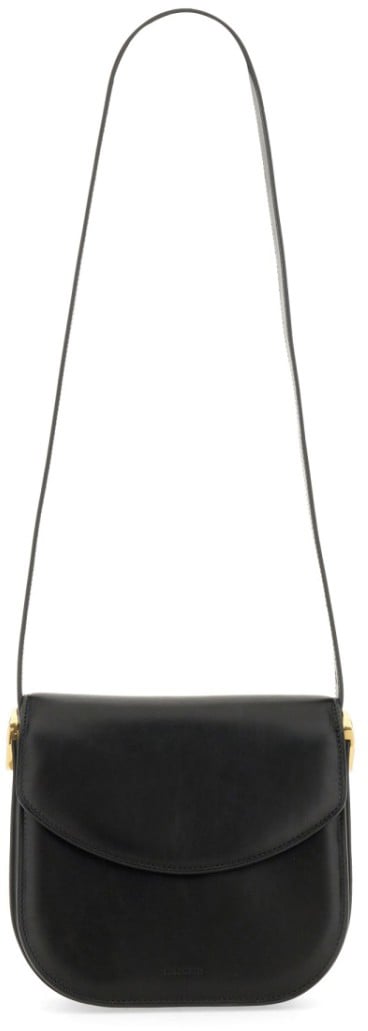 Jil Sander Leather Coin Shoulder Bag With Gold-Tone Clasp Zwart