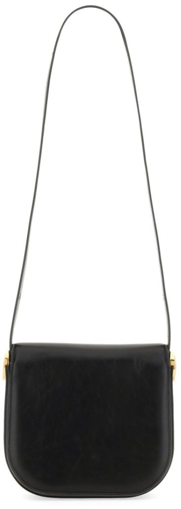 Jil Sander Leather Coin Shoulder Bag With Gold-Tone Clasp Zwart