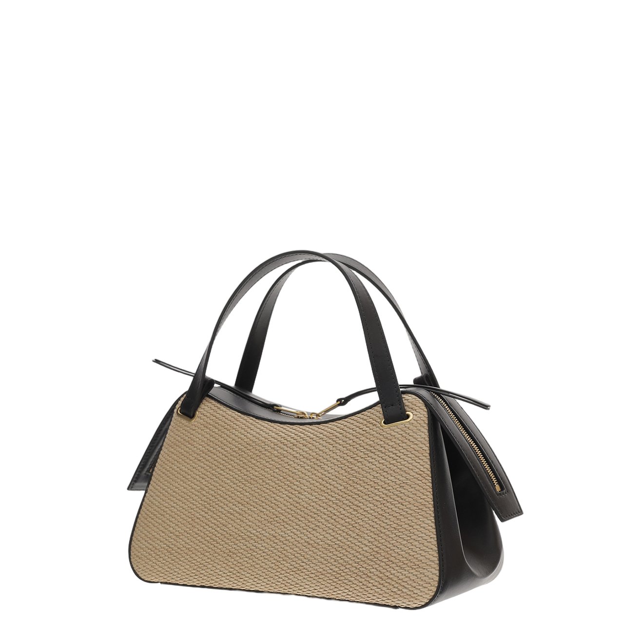 Jil Sander Structured Leather and Raffia Bag Roze