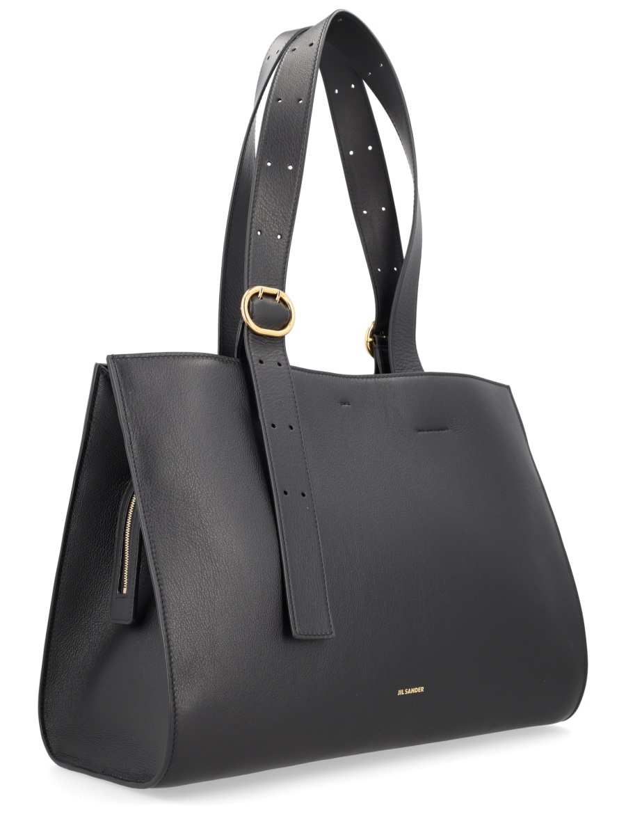 Jil Sander Cannoli Structured Wide Strap Tote Bag Grijs