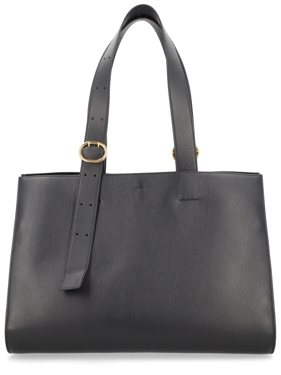Jil Sander Cannoli Structured Wide Strap Tote Bag Grijs