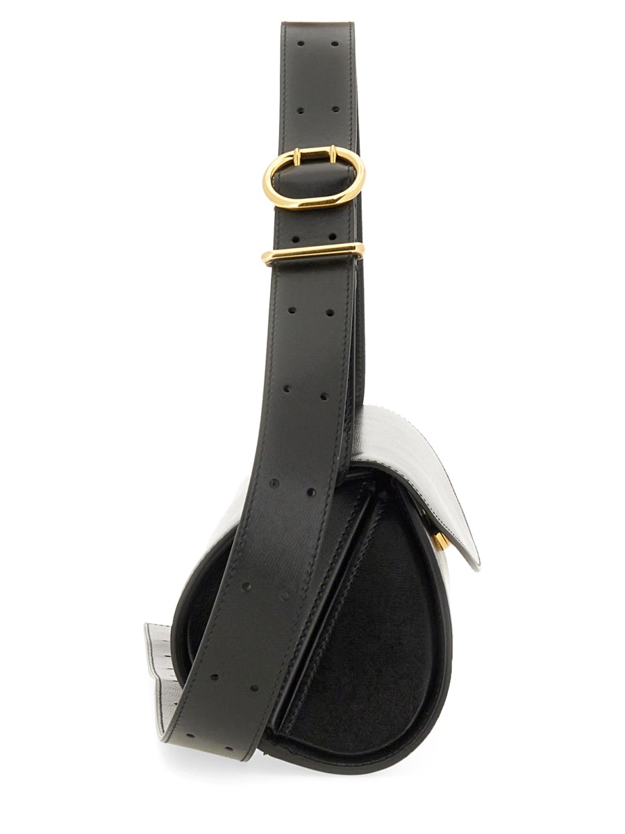 Jil Sander Black Cannoli Calfskin Elongated Bag Zwart
