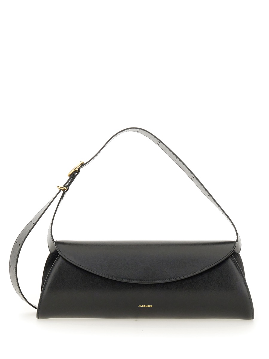Jil Sander Black Cannoli Calfskin Elongated Bag Zwart