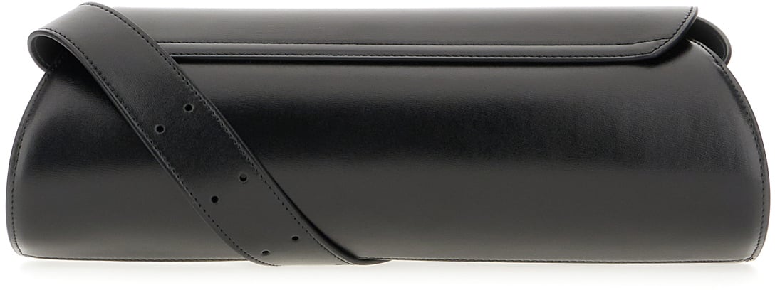 Jil Sander Jil Sander Black nappa leather large Cannolo shoulder bag Zwart