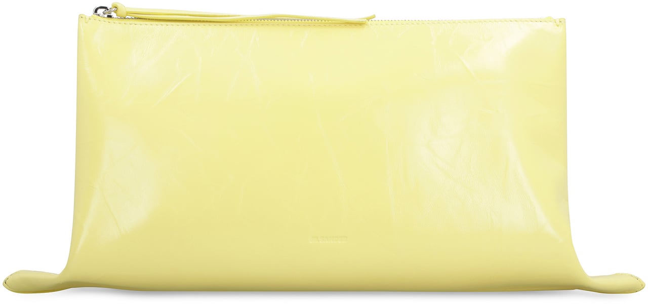 Jil Sander Leather clutch Geel