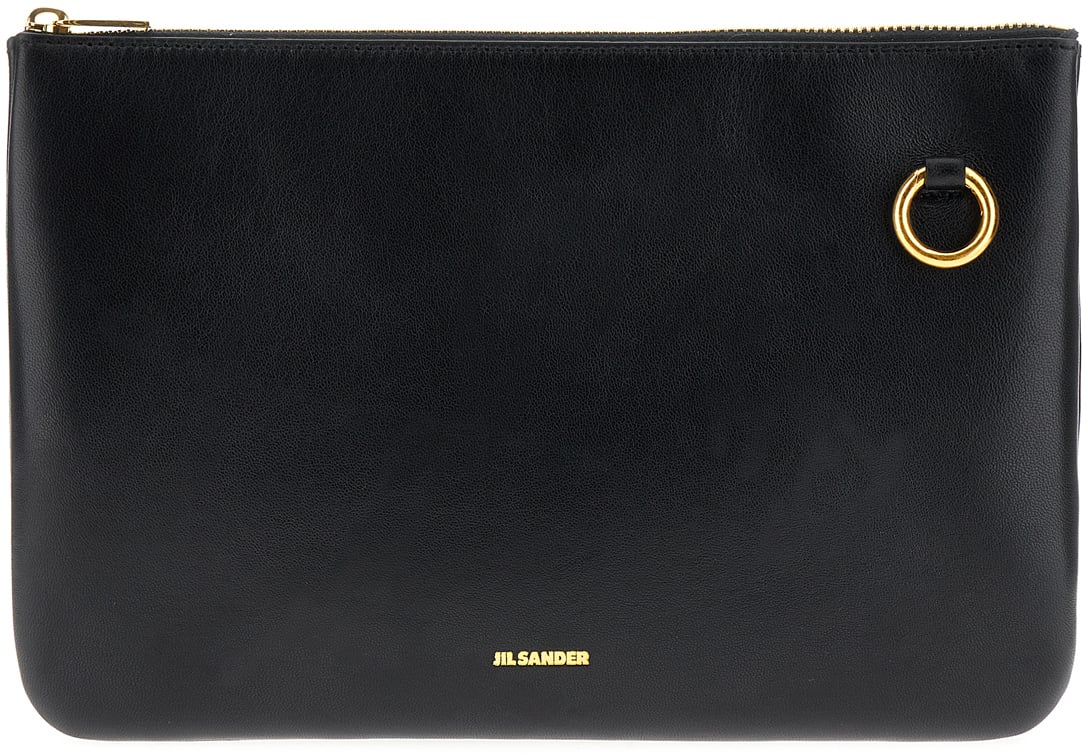 Jil Sander Jil Sander Black nappa leather crossbody bag Zwart