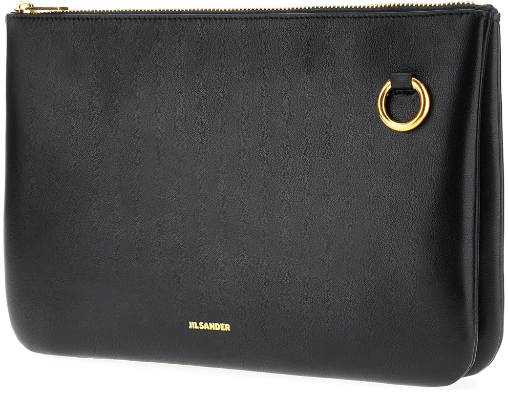 Jil Sander Jil Sander Black nappa leather crossbody bag Zwart