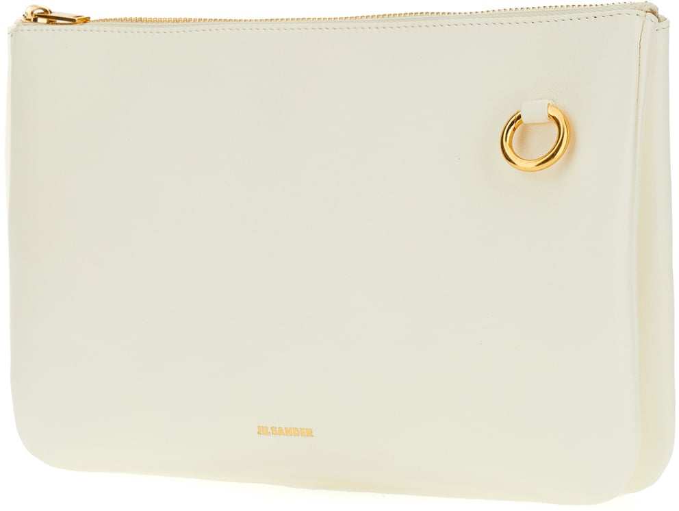 Jil Sander Jil Sander Ivory nappa leather crossbody bag Wit