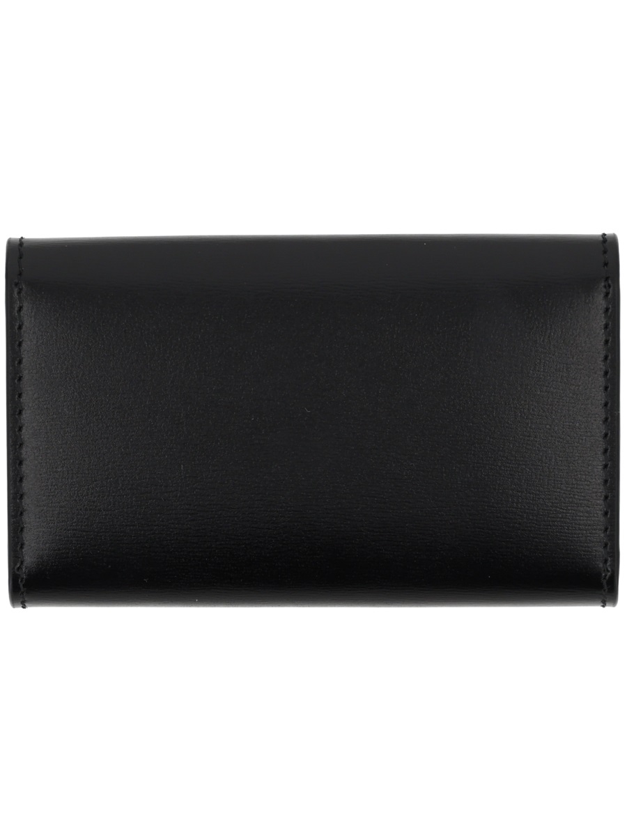 Jil Sander Rectangular Fold-Over Flap Key Hooks Leather Wallet Zwart