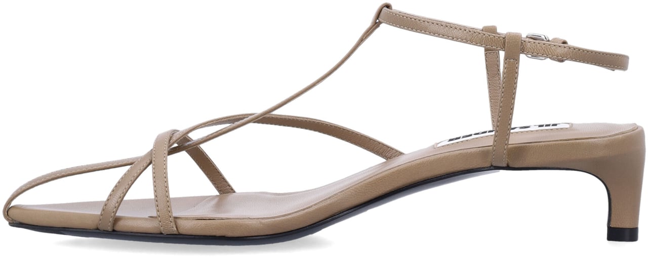 Jil Sander Cage Sandal Kitten Heel Dark Sand Beige