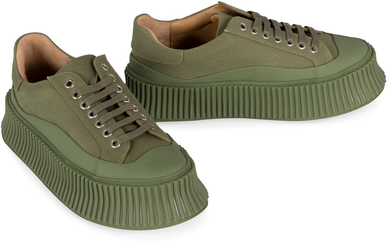 Jil Sander Canvas platform sneakers Groen