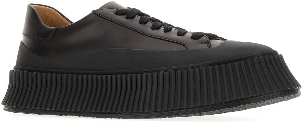 Jil Sander Jil Sander Black leather sneakers Zwart