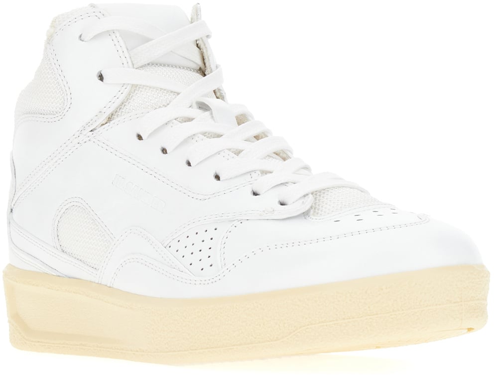 Jil Sander Jil Sander White leather and mesh sneakers Wit